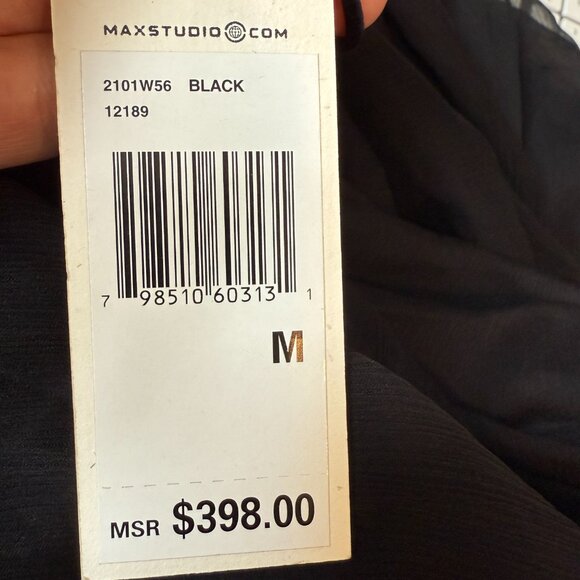 Leon Max Black Handkerchief Silk Maxi Dress Witchy Whimsigoth Train Medium - Picture 5 of 16